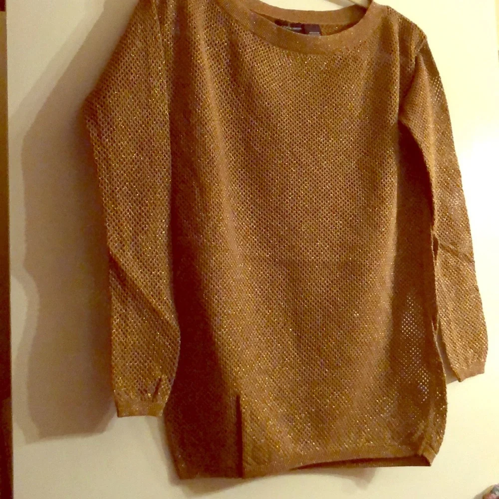 VIctoria Secret-metallic Gold sweater w/ Bra Top - Picture 1 of 7